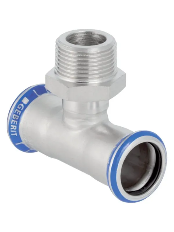 Geberit T-piece stst d35mmx1 1/4x35mm presmf/np stål rf/syref