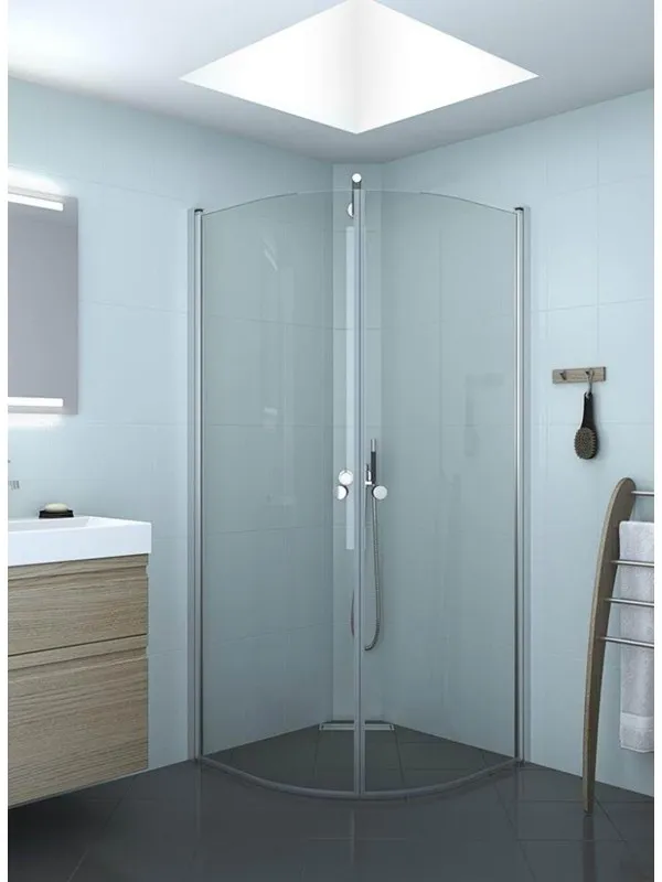 Dansani match quadrant hinged door 79-81 cm satin/clear