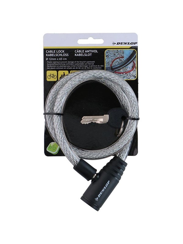 Dunlop - Keyed spiral bicycle lock 65 cm - white