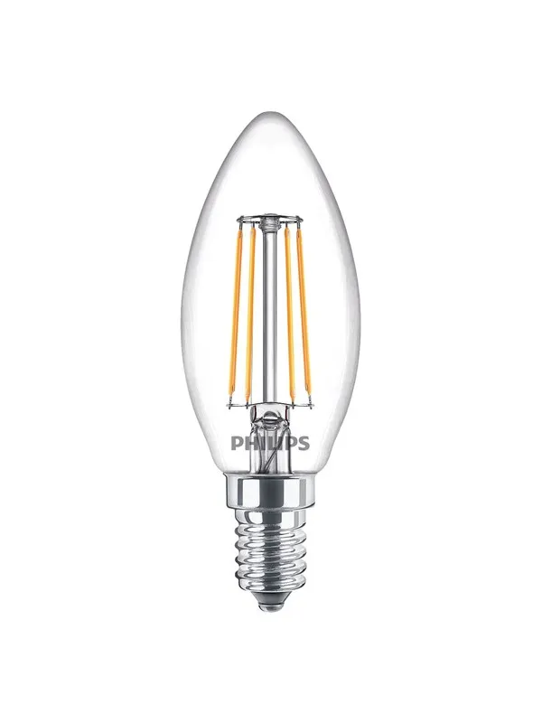 Philips LED-lyspære Classic Kerte 4.3W/827 (40W) Clear E14
