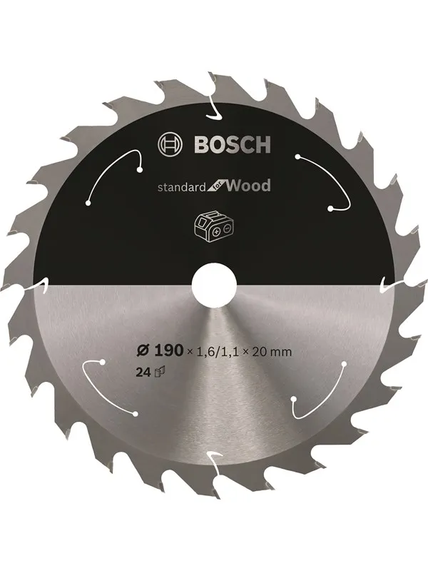 Bosch Standard for Wood-sirkelsagblad for batteridrevne sager 190x1,6/1,1x20 T24
