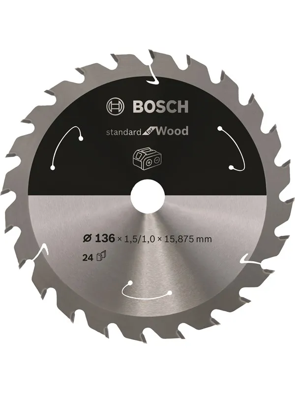 Bosch Standard for Wood-sirkelsagblad for batteridrevne sager 136x1,5/1x15,875 T24