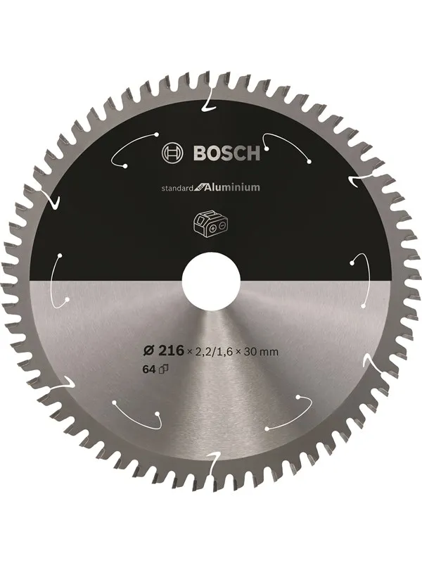 Bosch Standard for Aluminium-sirkelsagblad for batteridrevne sager 216x2,2/1,6x30 T64