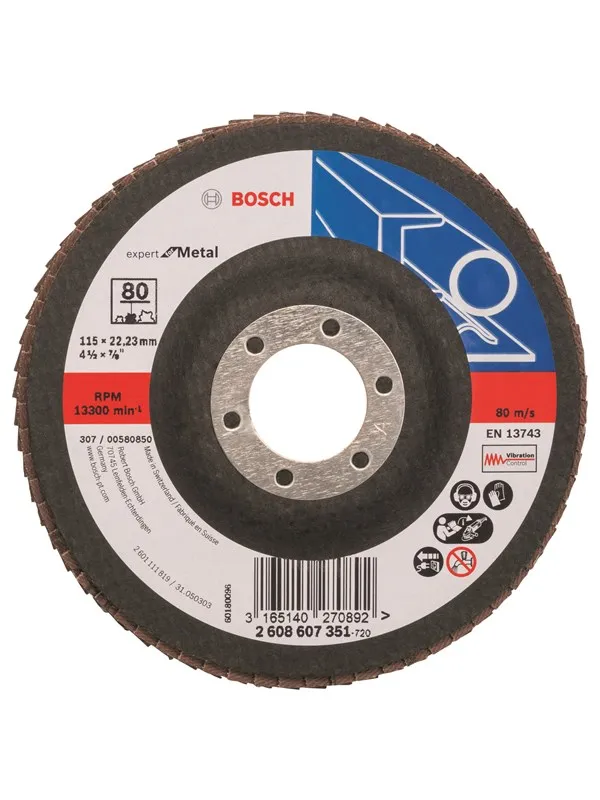 Bosch Lamellslipeskive X551, Expert for metall D= 115 mm; G= 80, skrå