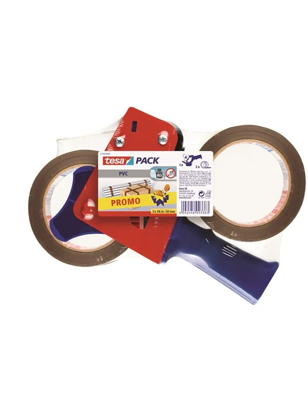 tesa pack Ultra Strong Packaging Tape 2 x 66m x 50mm + Dispenser Brown