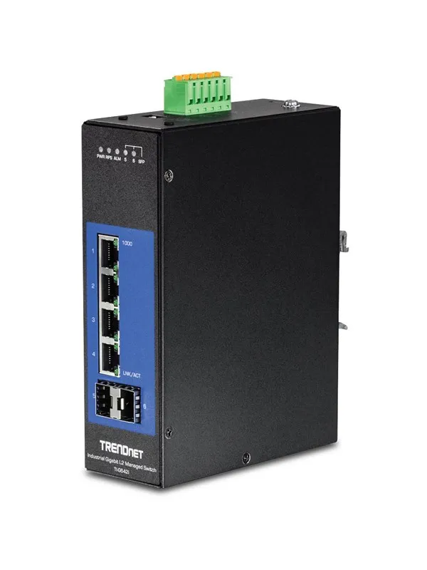 TRENDnet TI-G642i 6-Port Industrial Gigabit L2 Managed DIN-Rail Switch