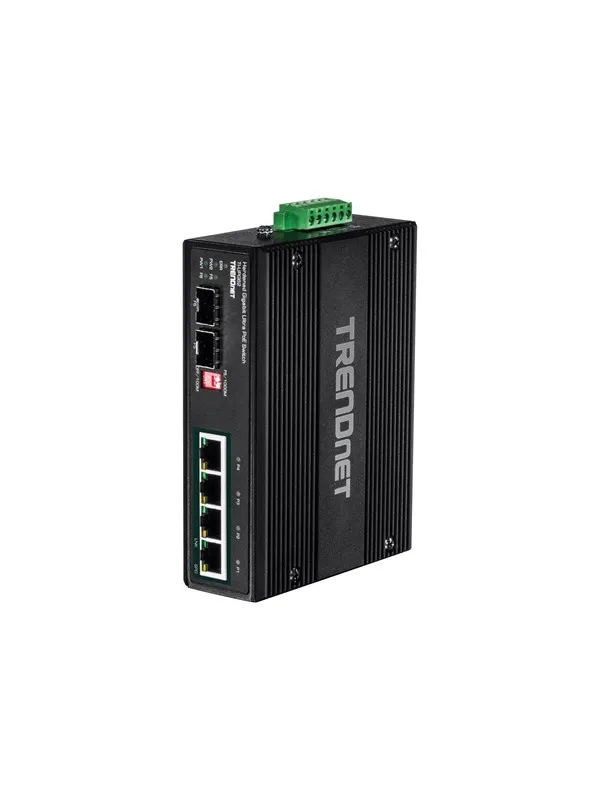 TRENDnet TI-UPG62 6-Port Hardened Industrial Gigabit Ultra PoE DIN-Rail Switch