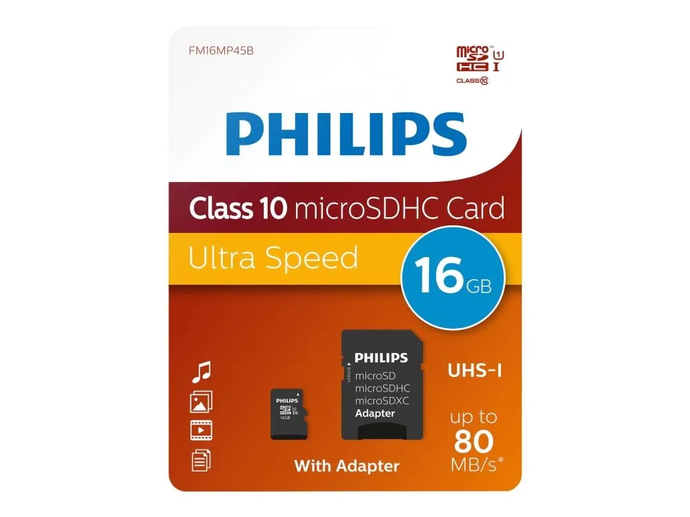 Philips FM16MP45B - flash memory card - 16 GB - microSDHC UHS-I