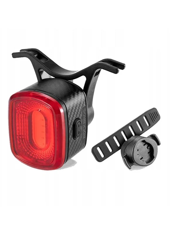 Rockbros Q2S LED Rear Bike Light with Smart Stop System + USB-C - USB-A Cable - Black