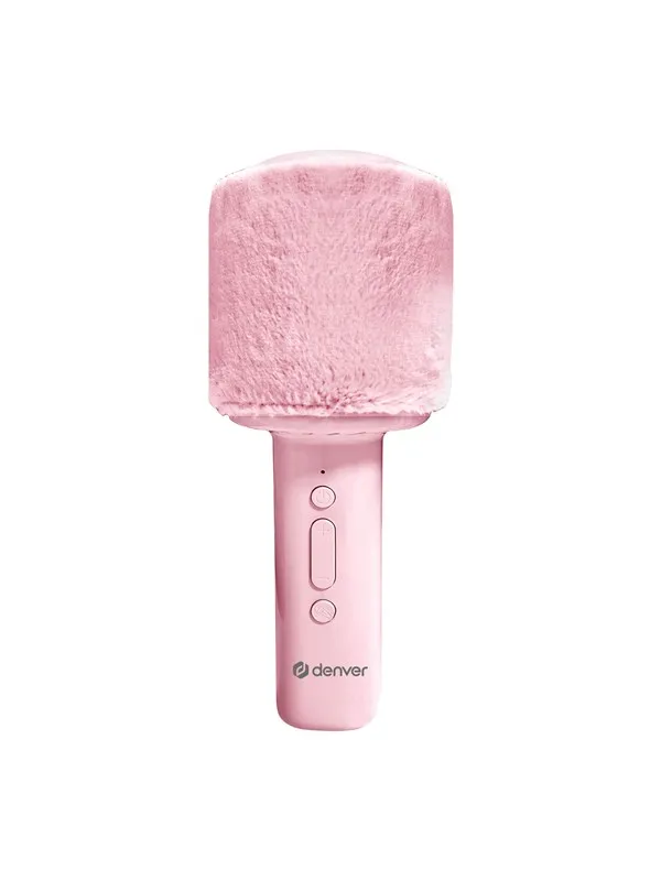 DENVER Bluetooth Karaoke  Microphone Speaker with fluffy top - Pink