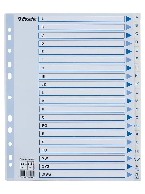 Esselte Register  PP A4 Maxi A-Å Hvit