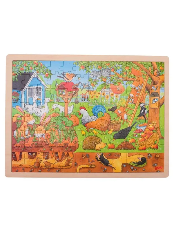 Goki Wooden Puzzle - Life in the Garden Tre