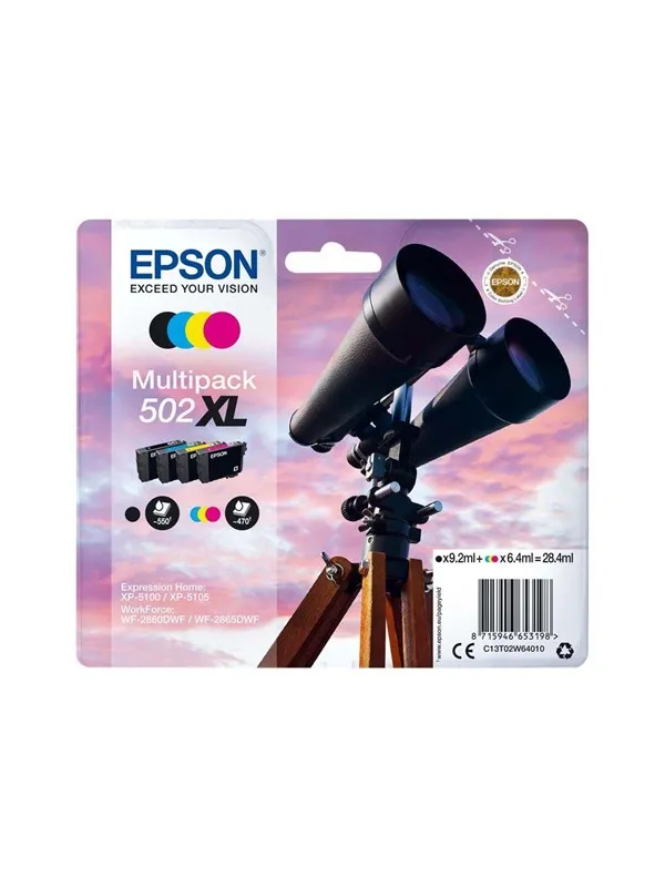 Epson 502XL Multipack - 4 pakker - høj kapacitet - sort gul cyan magenta - original - blækpatron