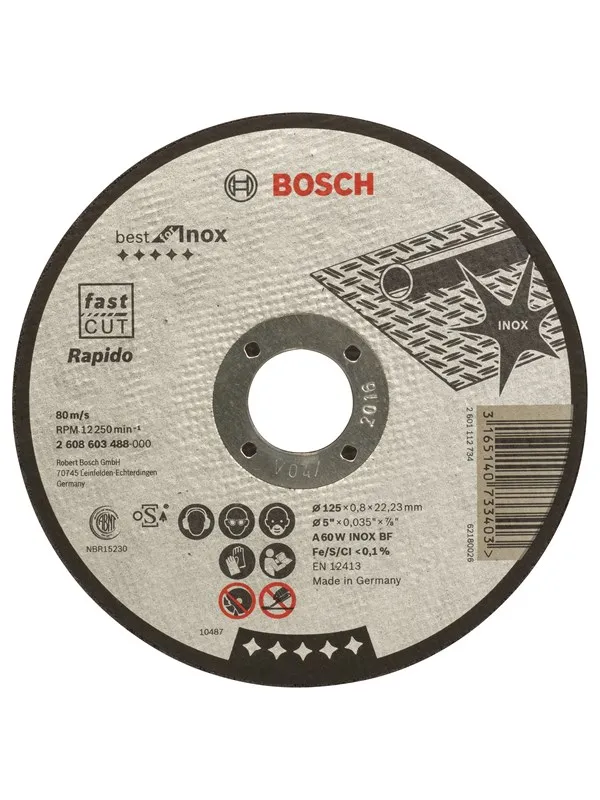 Bosch Kappeskive, rett, Best for Inox - Rapido A 60 W INOX BF, 125 mm, 0,8 mm