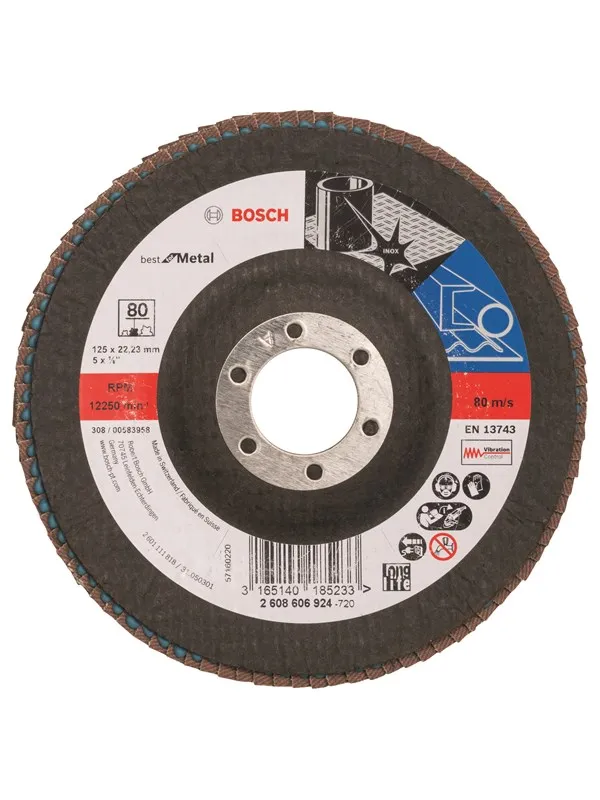 Bosch Lamellslipeskive X571, Expert for metall D= 125 mm; G= 80, skrå