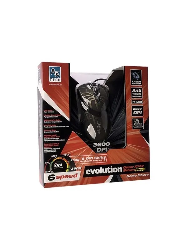 A4Tech EVO XGame Laser Oscar X747 Brown Fire - Mus - Laser - 7