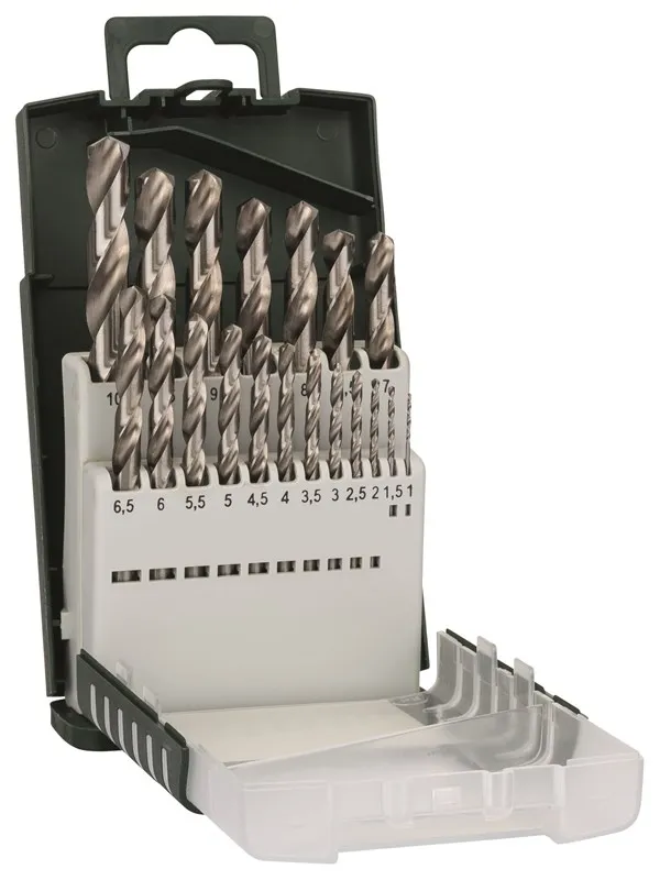 Bosch 19-delers metallbor-sett HSS-G, DIN 338 1,0; 1,5; 2,0; 2,5; 3,0; 3,5; 4,0; 4,5; 5,0; 5,5; 6,0; 6,5; 7,0; 7,5; 8,0; 8,5; 9,0; 9,5; 10,0 mm