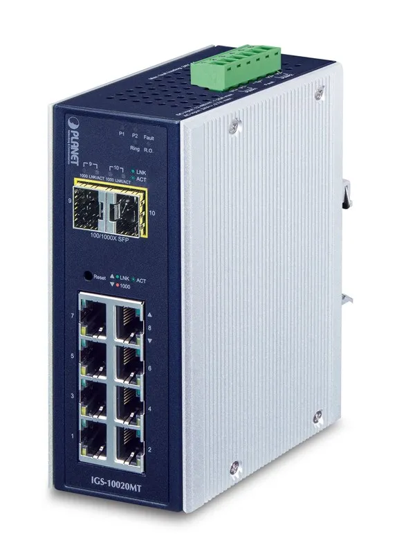 PLANET IGS-10020MT Industrial 8-port 10/100/1000T + 2-port 1G/2.5G SFP Managed Gigabit Switch