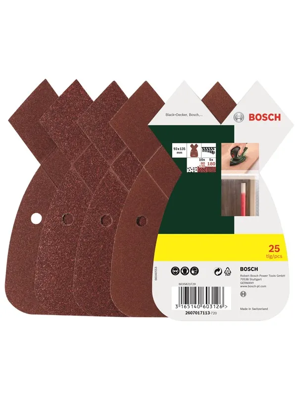 Bosch 25-delers slipepapirsett til multisliper, korning 80, 120, 180 G= 80, 120, 180
