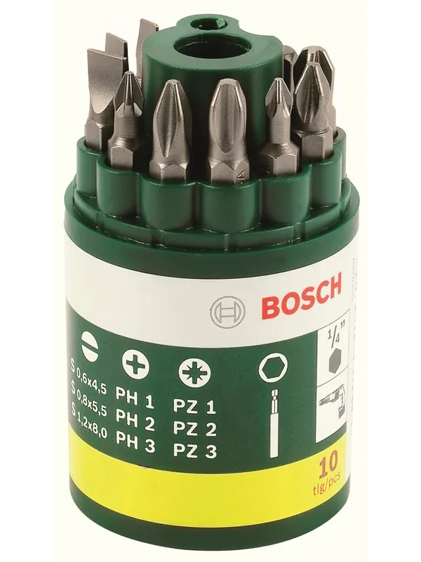 Bosch 10-delers sett med skrubits