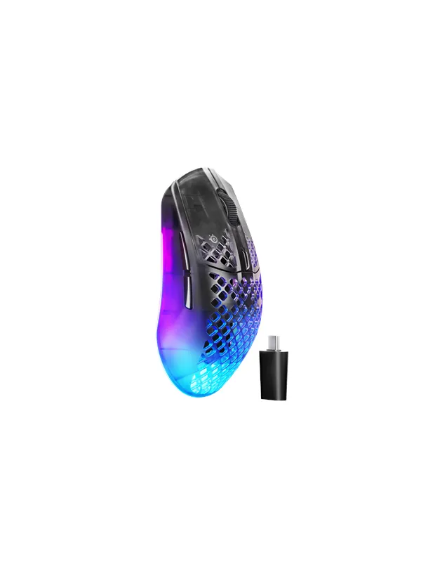 SteelSeries Aerox 3 WL Gen 2 (Shadow) - Gaming mus - Optisk - 5 - Svart med RGB-lys