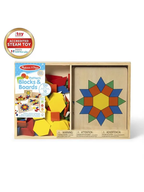 Melissa & Doug Wooden Pattern Blocks and Boards