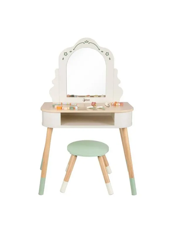 Classic World Wooden Dressing Table with Stool - Including Accessories