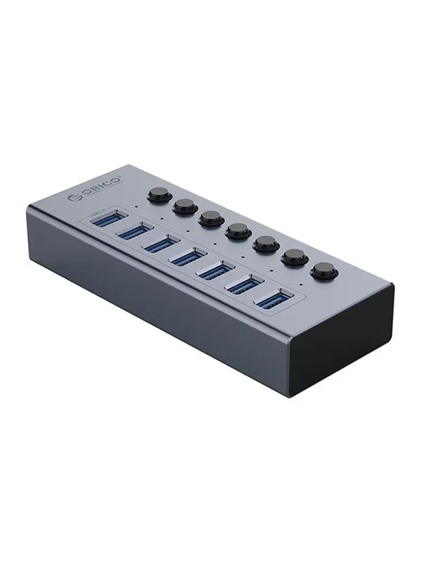 ORICO BT2U3-7AB Hub 7x USB-A 3.0 with switches - gray USB-hub - USB 3.0 - 7 porter - Grå