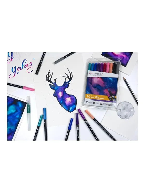 American Tombow ABT - twin-tip brush pen - assorted galaxy colors (pack of 10)