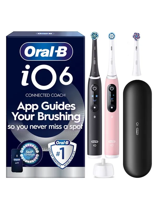 Oral-B Elektrisk tannbørste iO6 BlackLava/PinkSand Sens Duo + 1 Extra Refill