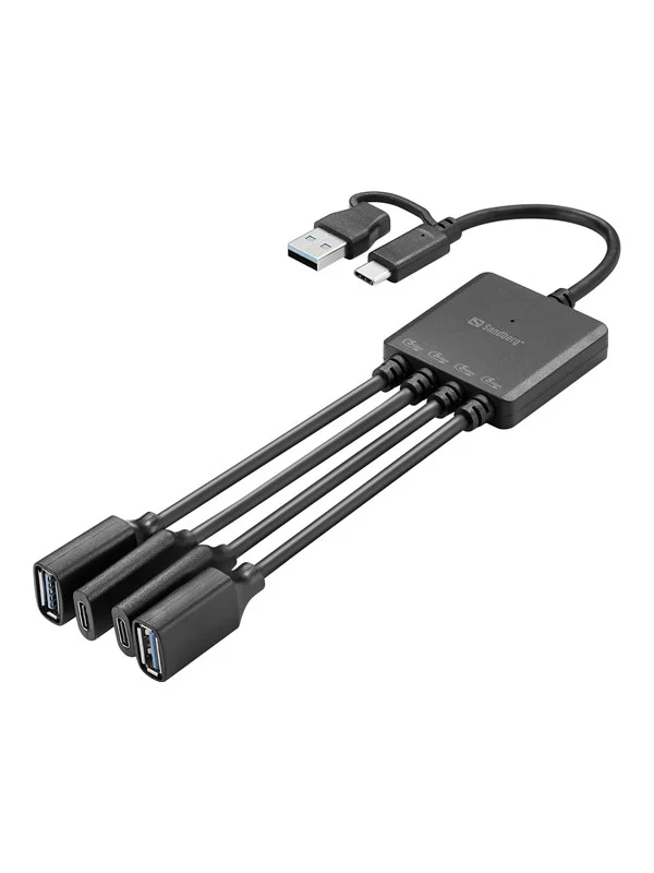 Sandberg USB-C/A to 2A+2C Splitter USB-hub - 4 porter - Svart