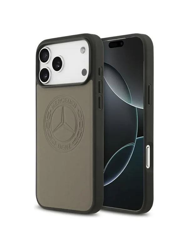 Mercedes Leather Vintage MagSafe Logo Case for iPhone 17 Pro Max - Beige