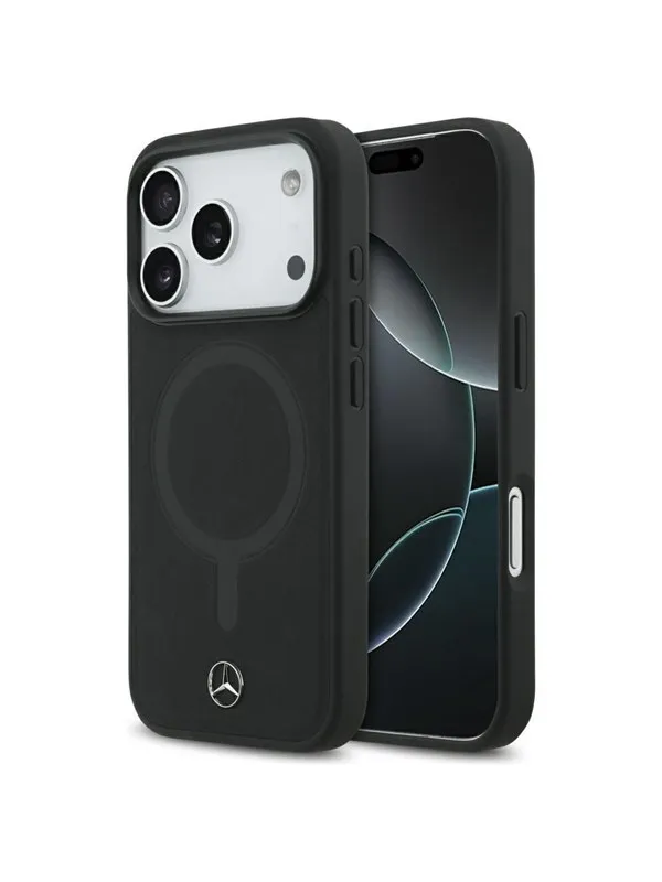 Mercedes  Plain Smooth Leather MagSafe Case for iPhone 17 Pro - Black