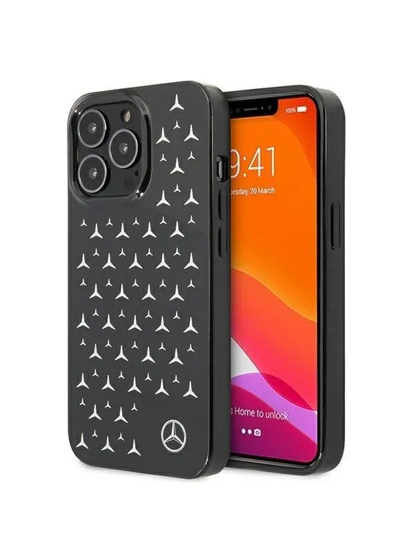 Mercedes Silver Stars Pattern Case for iPhone 13 Pro / iPhone 13 - Black