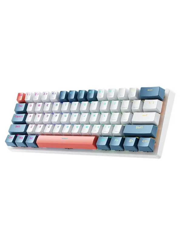 Machenike K500-B61 Gaming Keyboard Wired Mechanical Backlit Red Switch - White & Blue - Blå