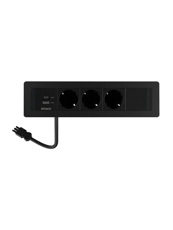 Deltaco OFFICE Power Strip - 3 Outlets