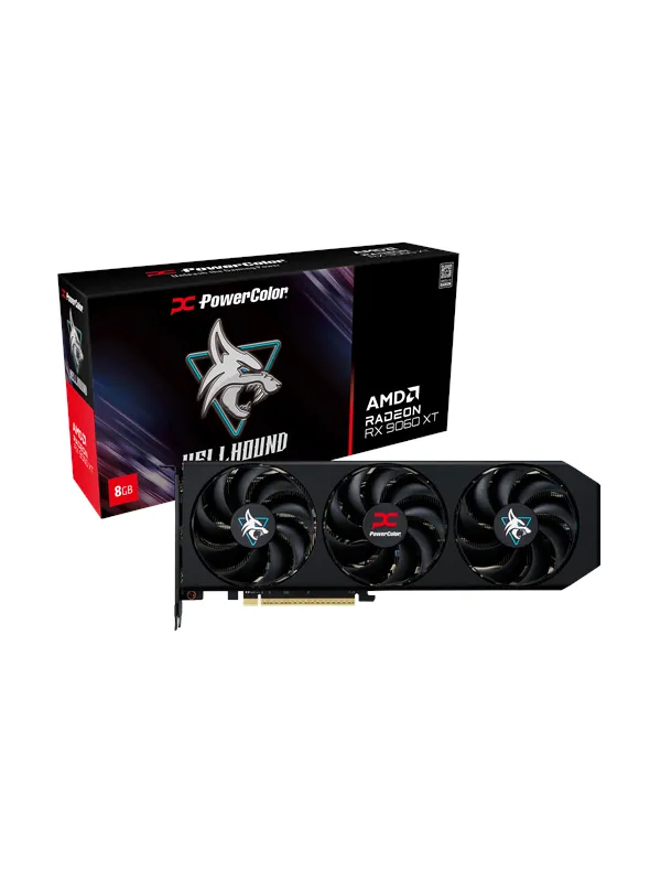 PowerColor Radeon RX 9060 XT Hellhound OC - 8GB GDDR6 RAM - Grafikkort