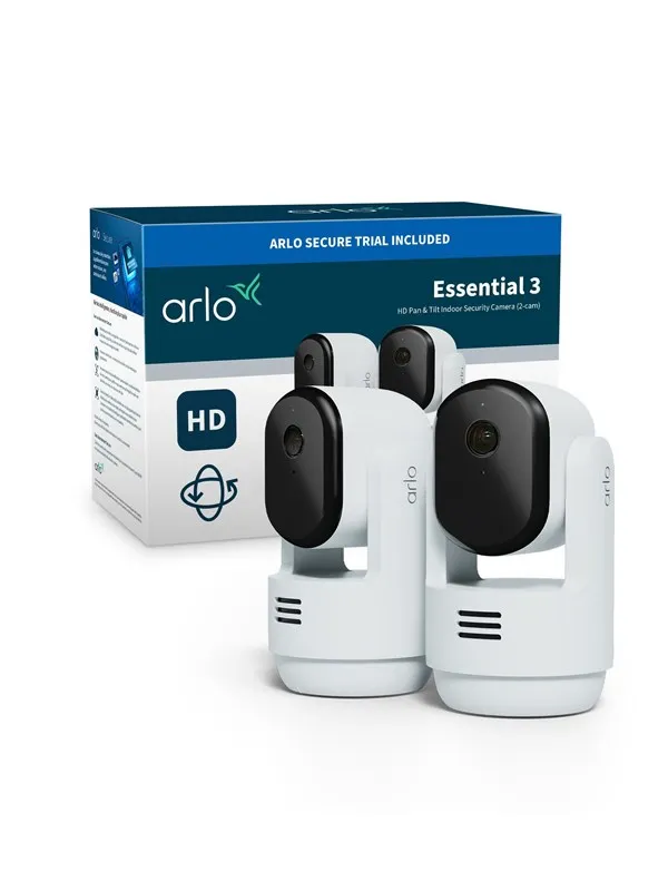 Arlo Essential 3 HD pan-tilt-zoom-innendørskamera (2 kameraer)