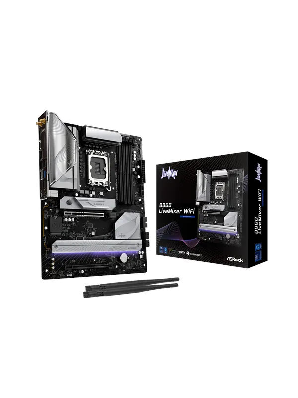 ASRock B860 LiveMixer WiFi Hovedkort - Intel B860 - Intel LGA1851 socket - DDR5 RAM - ATX