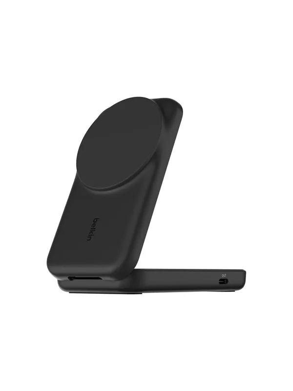 Belkin UltraCharge wireless charging stand - 2-in-1 Qi2 magnetic foldable - + AC power adapter - 24 pin USB-C - 25 Watt