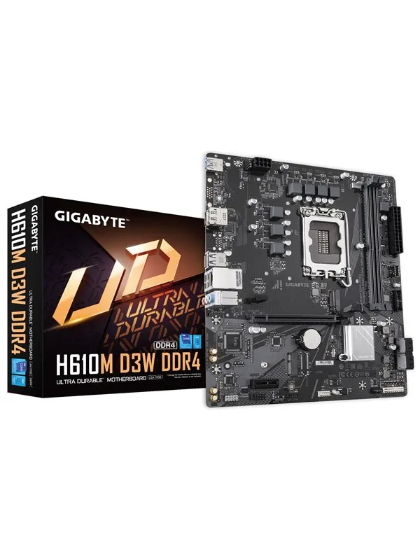 GIGABYTE H610M D3W DDR4 - 1.0 - motherboard - micro ATX - LGA1700 Socket - H610 Hovedkort - Intel H610 - Intel LGA1700 socket - DDR4 RAM - Micro-ATX