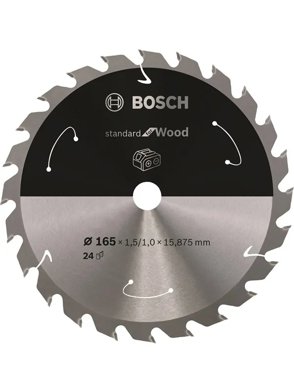Bosch Standard for Wood-sirkelsagblad for batteridrevne sager 165x1,5/1x15,875 T24