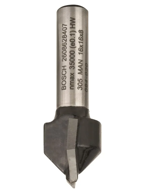 Bosch V-notfres, 8 mm, D1 16 mm, L 16 mm, G 45 mm, 90° 8 mm, D1 16 mm, L 16 mm, G 45 mm, 90°