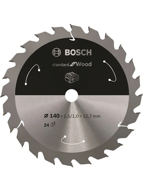 Bosch Standard for Wood-sirkelsagblad for batteridrevne sager 140x1,5/1x12,7 T24