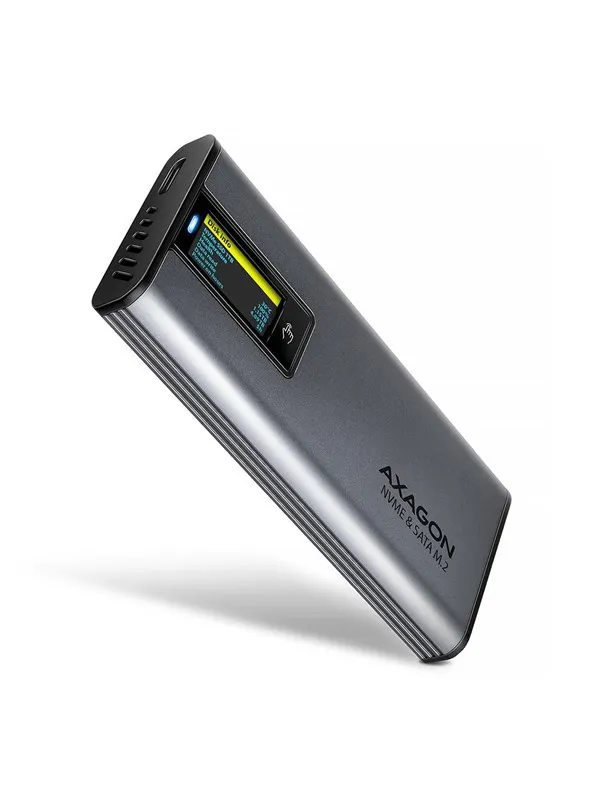 AXAGON USB-C 10 Gbps Display Box for NVMe / SATA M.2 SSD