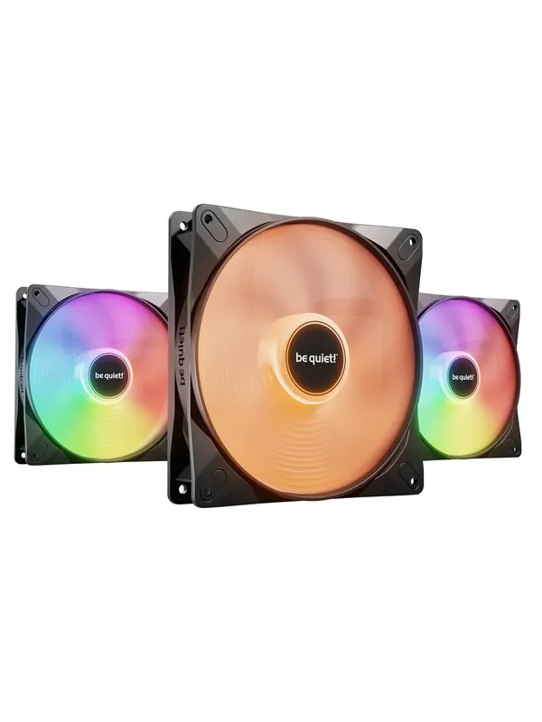 be quiet! LIGHT WINGS LX 140mm high-speed (3-pack) - Kabinettvifte - 140mm - Svart med RGB LED-lys - 23 dBA