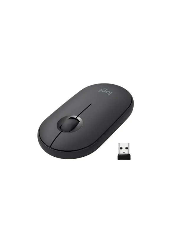 Logitech M350 Pebble Wireless Mouse - Graphite - Mus - Optisk - 3 knapper - Svart