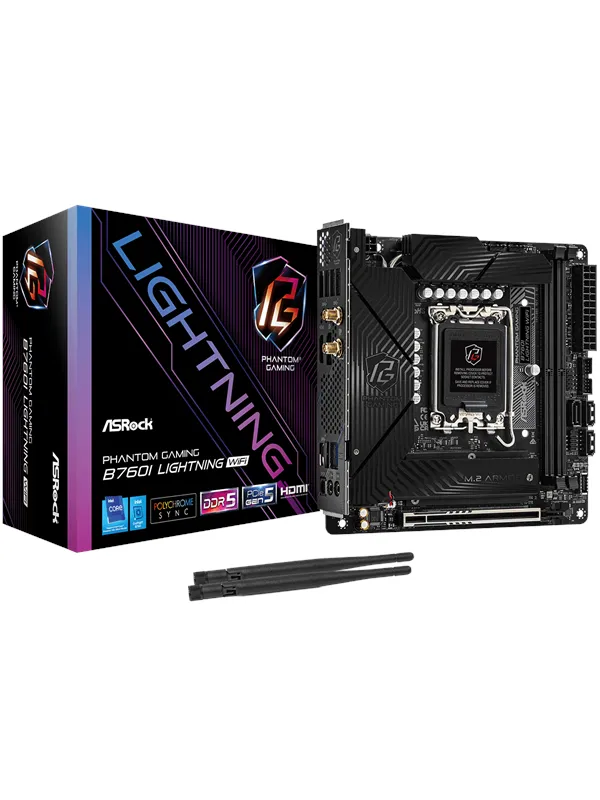 ASRock B760I PG LIGHTNING WIFI Hovedkort - Intel B760 - Intel LGA1700 socket - DDR5 RAM - Mini-ITX