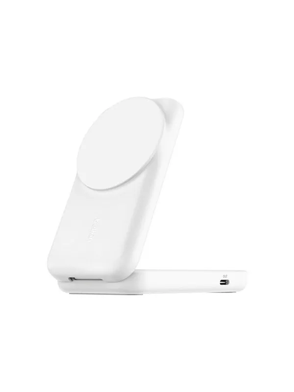 Belkin UltraCharge wireless charging stand - 2-in-1 Qi2 magnetic foldable - + AC power adapter - 24 pin USB-C - 25 Watt