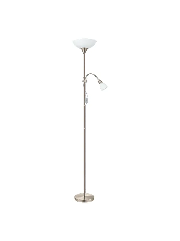 EGLO UP 2 floor lamp brushed steel/white